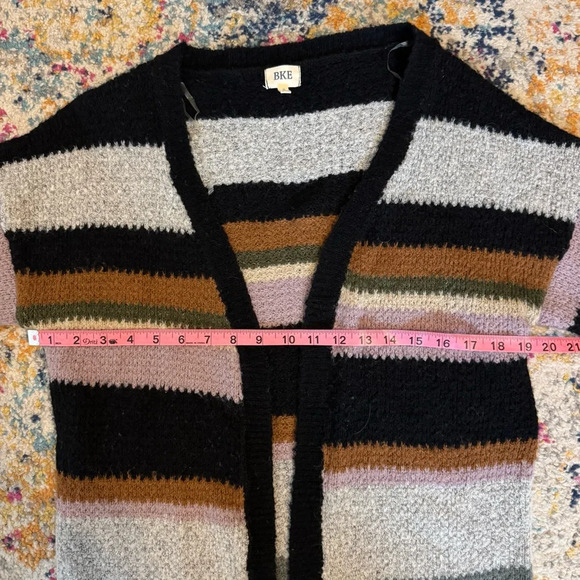 BKE Multi-Colored Striped Cardigan Women’s Size Small - Picture 7 of 9